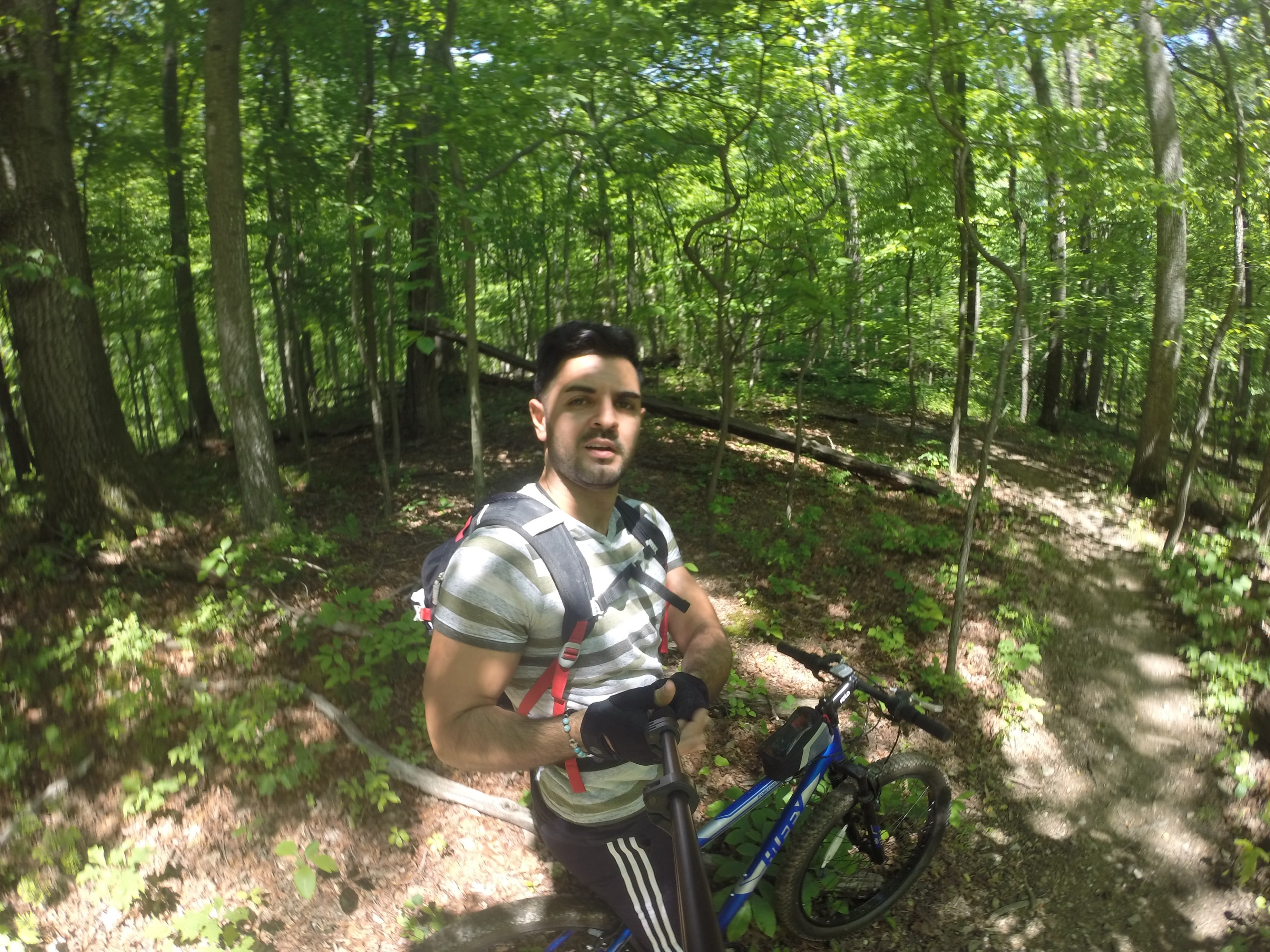 Matin on a mountain bike in the woods